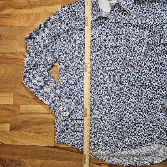 Wrangler Pearl Snap Button Shirt Mens XL Blue 20X Competition Advanced Cowboy - Picture 8 of 10